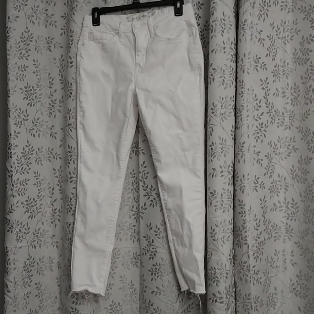 Seven 7 White Mid Rise Ankle Skinny Pants